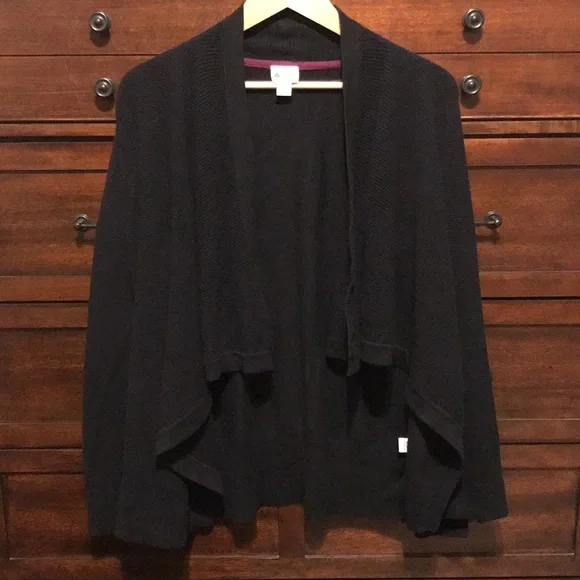 Stylus Women's XL Black Open Cardigan Elbow Patch Jacket Cotton Modal Soft Knit - Picture 5 of 16